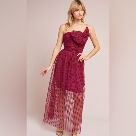 Vintage Monique Lhullier One- Shoulder Bow Tulle Gown - Picture 1 of 12
